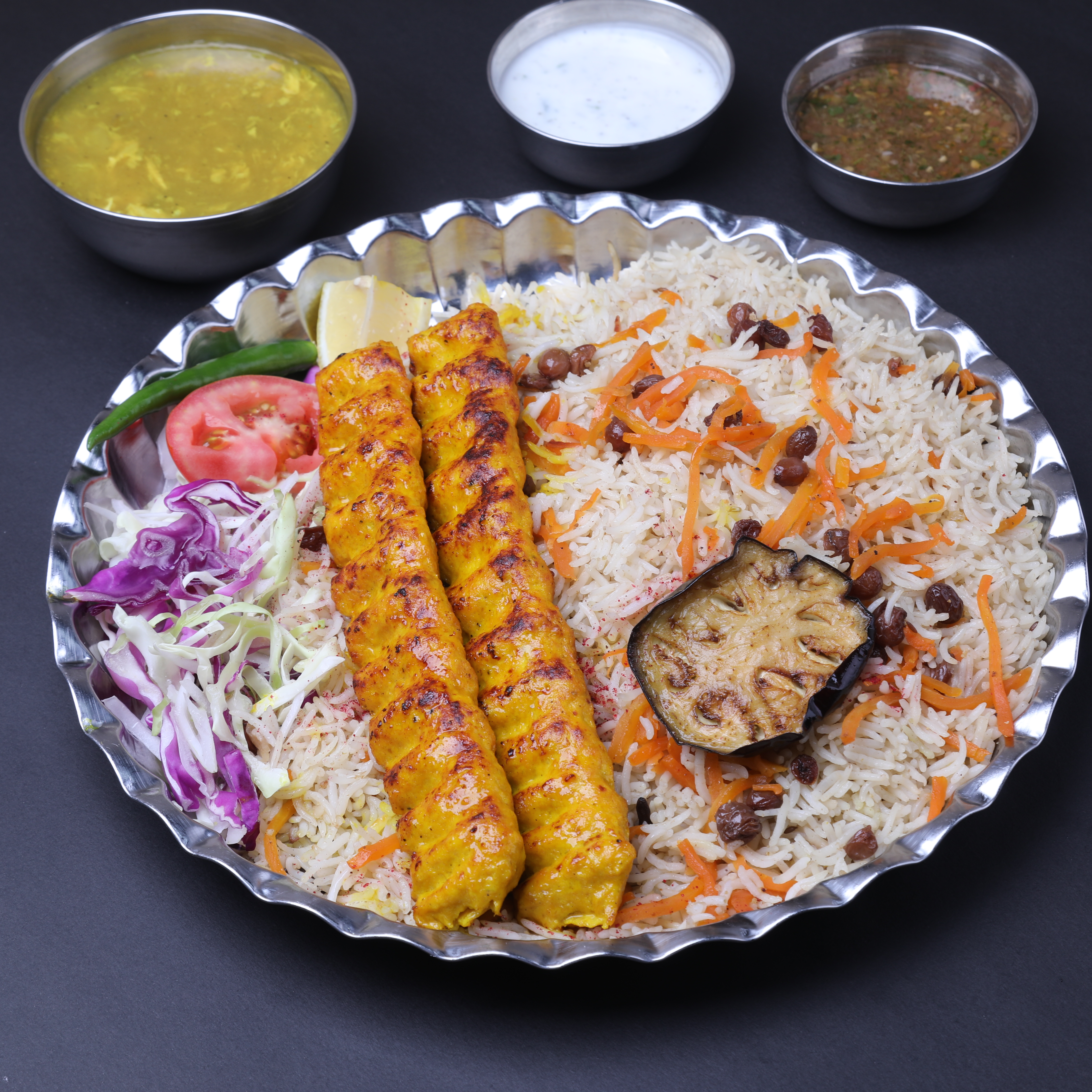 Shami Kabab Chicken + Rice (2x Skewer)