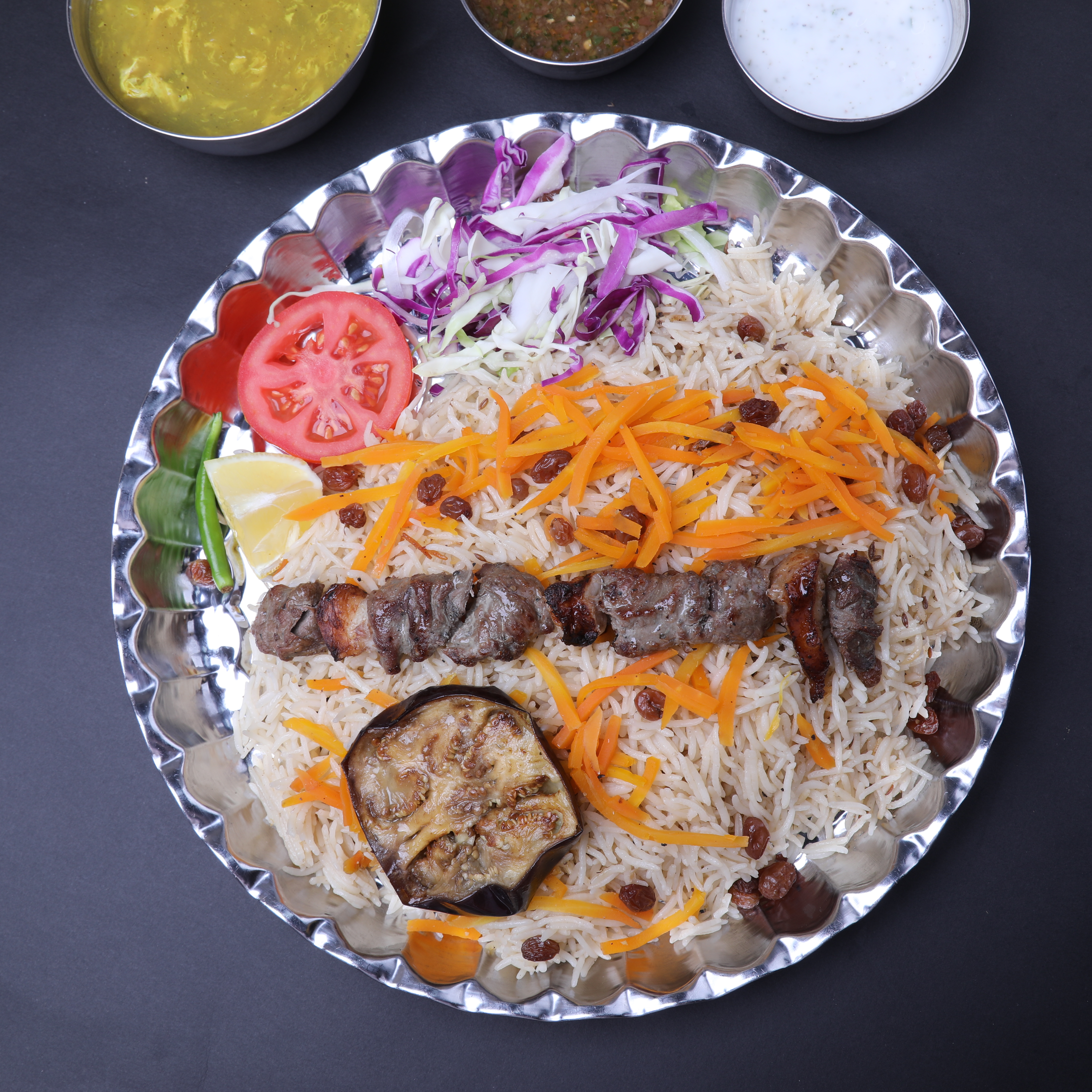 Tikka Kabab Meat + Rice (1x Skewer)